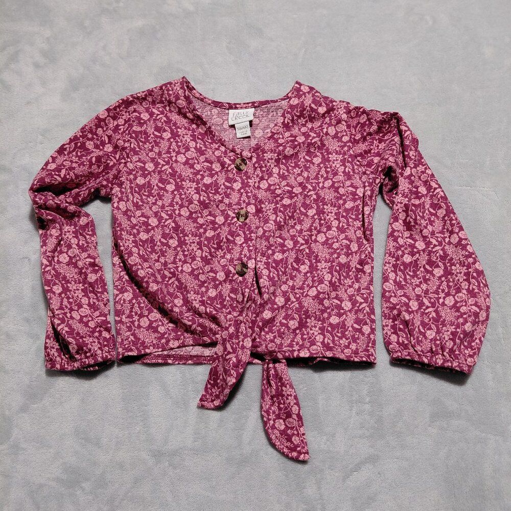 Floral Button Top Tie Front Falls Creek Size 6/6X